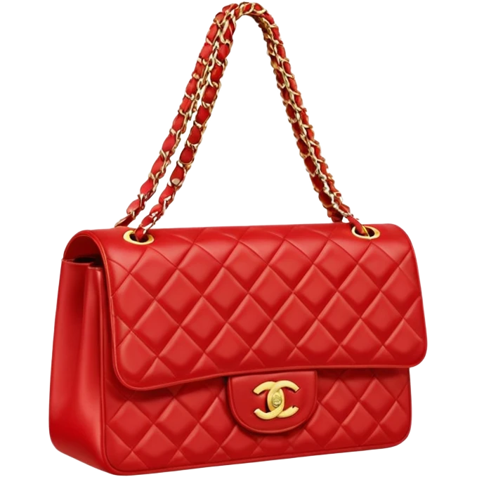 chanel flap bag bright red color bag  emoji