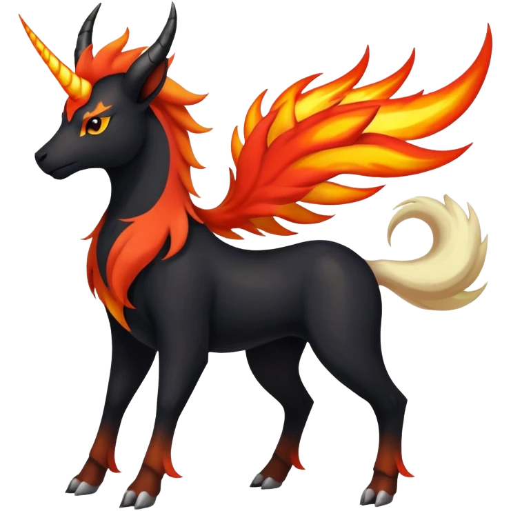 Shiny Exotic Gothic Rapidash-Houndoom-Pokémon-Fakémon-hybrid-creature emoji