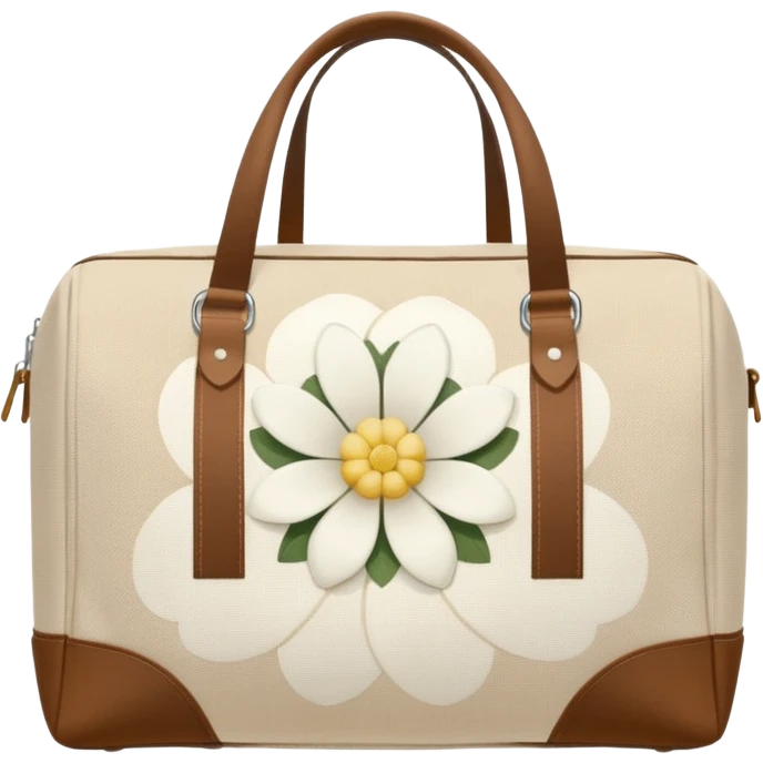 A sports bag with a pale light beige print in a small white flower emoji