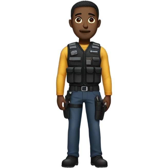 black man standing full body with stab vest  emoji