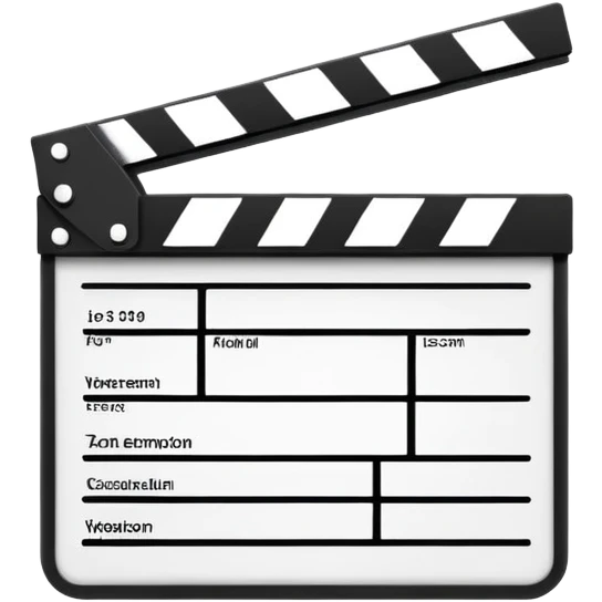 Ultra minimal black and white film clapperboard with just essential elements, clean geometric iOS emoji style, most simplified possible version emoji
