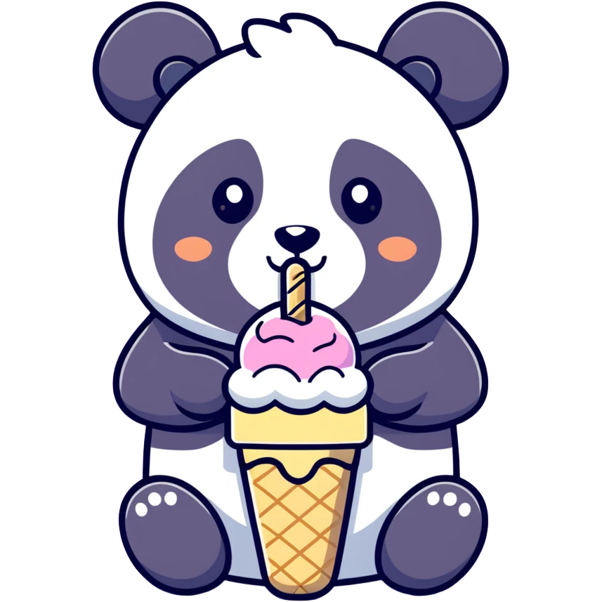 Panda eating ice cream emoji