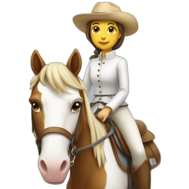 Fille sur une cheval blanc emoji