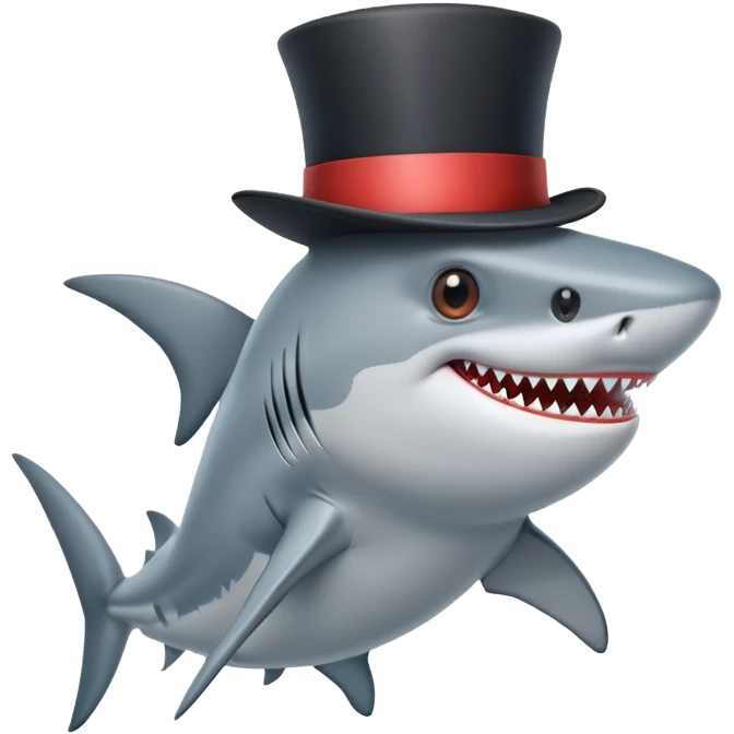 Shark with a top hat emoji