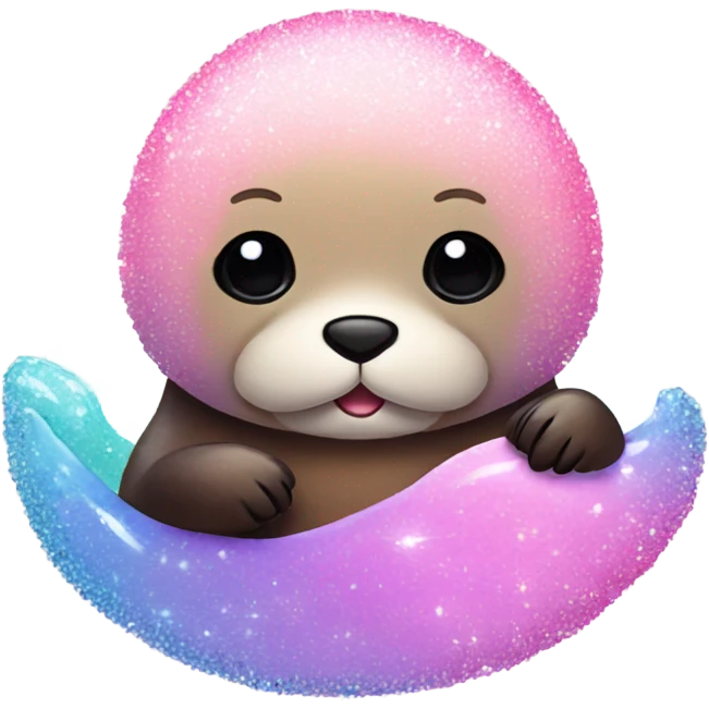 Pink ombre sea otter with glitter  emoji