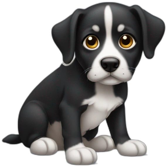 cachorro todo preto com orelhas grandes e retas emoji