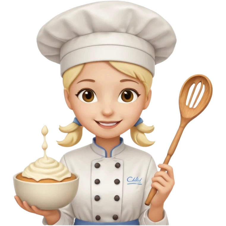 cute baking emoji
a girl chef
a whisker
a bowl emoji