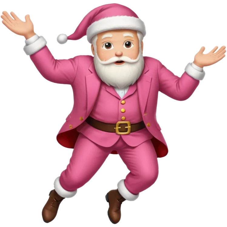 santa claus in a pink suit flying on donald trump emoji