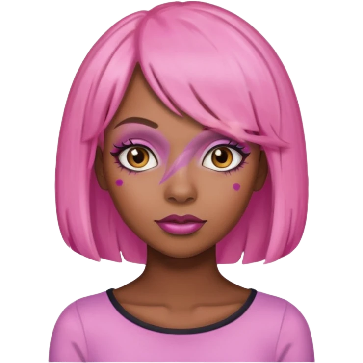Black girl with pink wig emoji