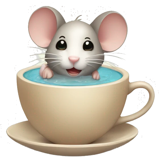 mouse bathing i a cup of coffee emoji