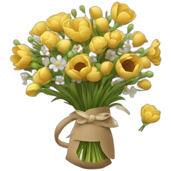 souris qui offre un bouquet de fleurs emoji
