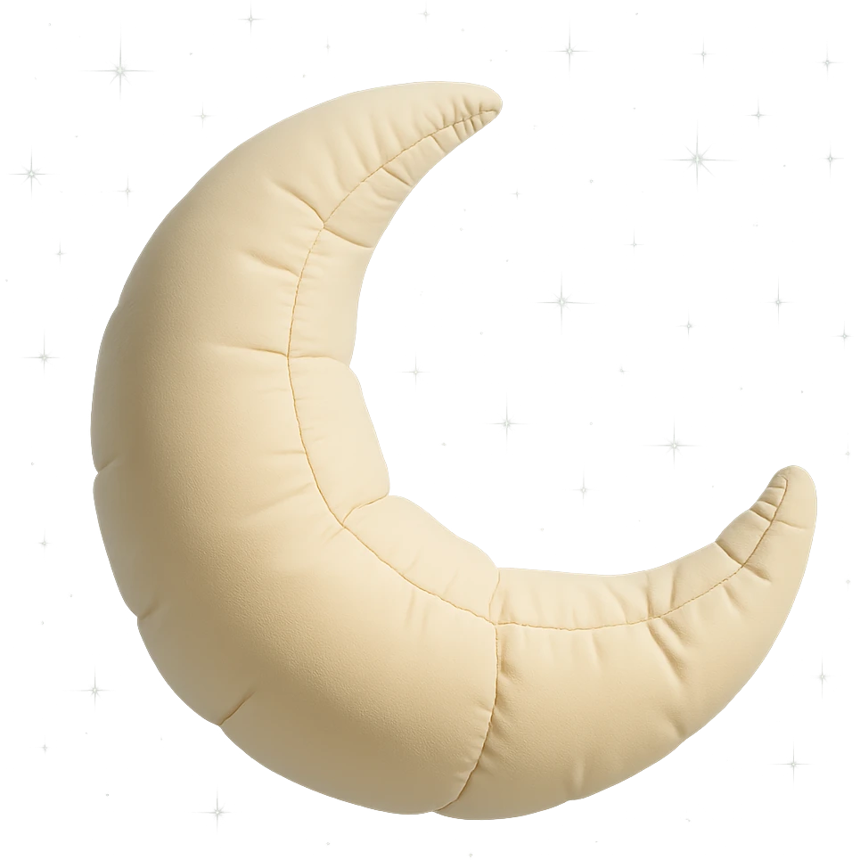 crescent moon floating in a starry sky, soft plush look, dreamy atmosphere emoji