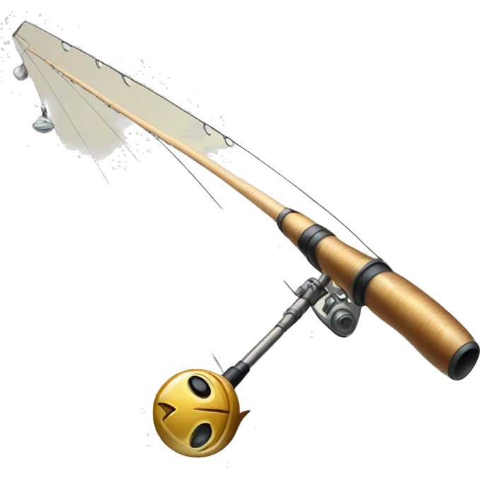 Illustrates a fishing rod, with shiny details and elegant design, in a slightly animated style. emoji