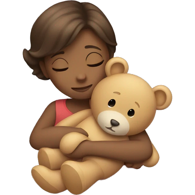 A girl hugging a teddy emoji