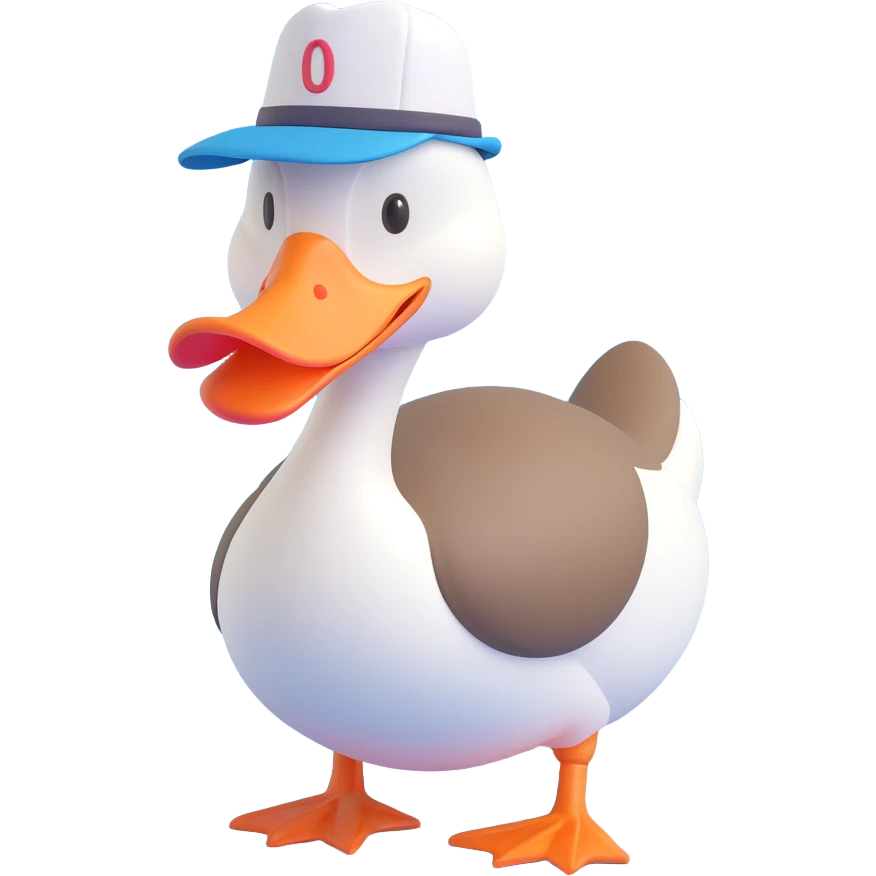 3D cartoon style goose with hat emoji