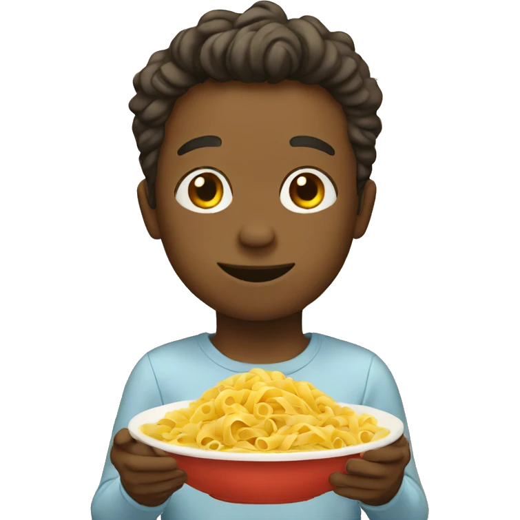 Boy with pasta emoji