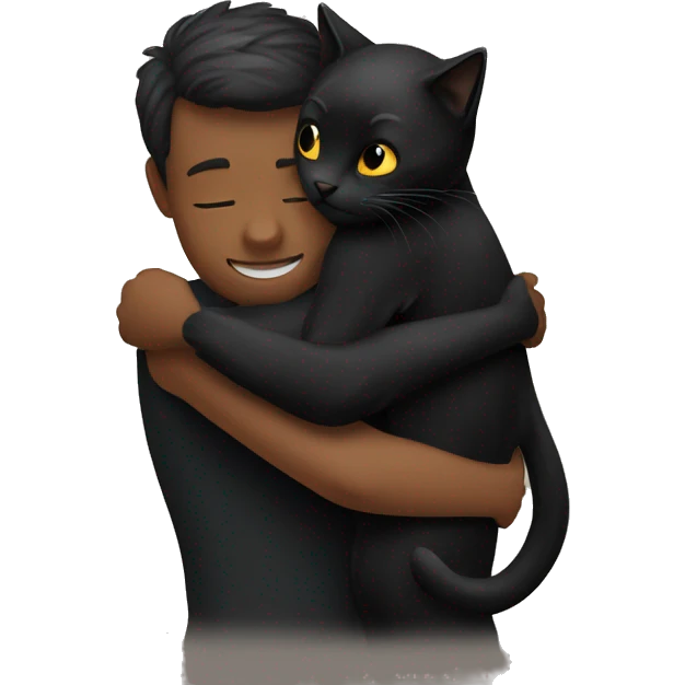person hug black cat emoji