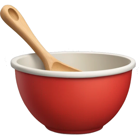 Red mixing bowl with wooden spoon emoji
