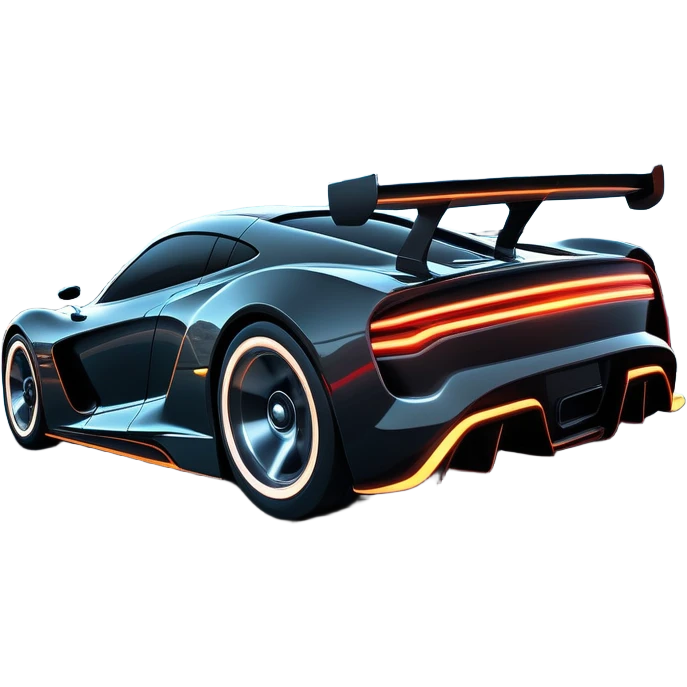 An icon showing a sleek car speeding through a neon-lit cityscape, inspired by Need for Speed. The design features dynamic motion lines, glowing tires, and a vibrant city backdrop with skyscrapers and lights. The rush of high-speed racing is highlighted. Transparent background. emoji