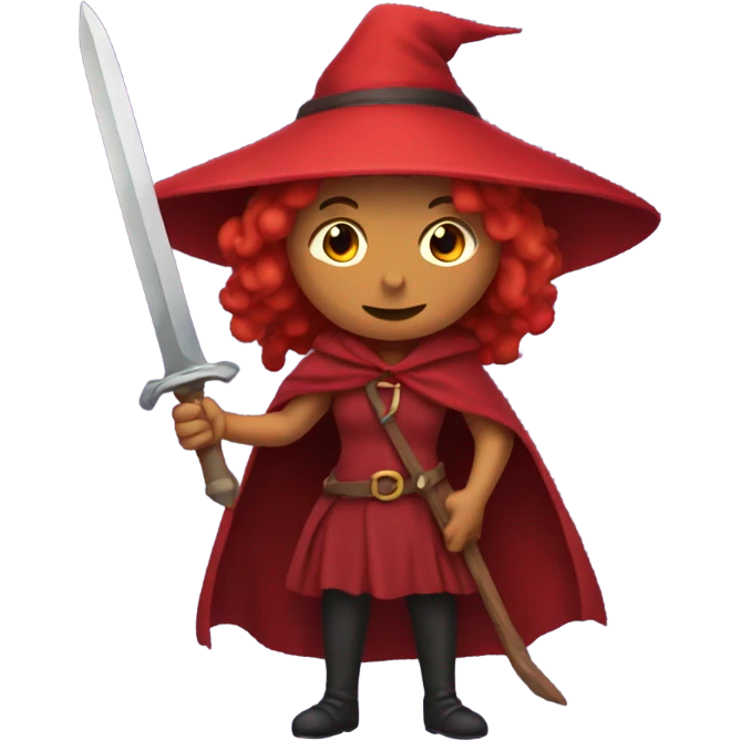 Red witch holding a sword emoji