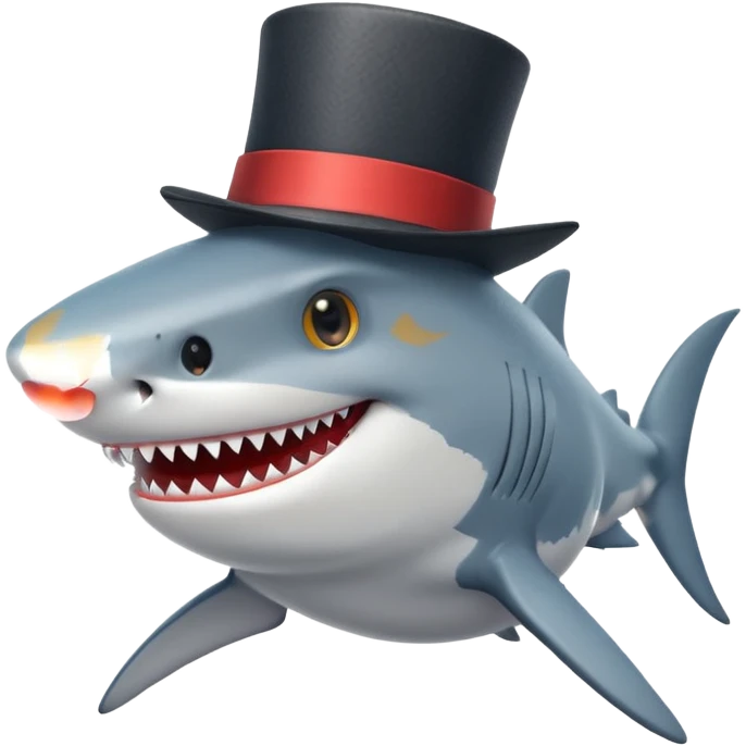 Shark with a top hat emoji