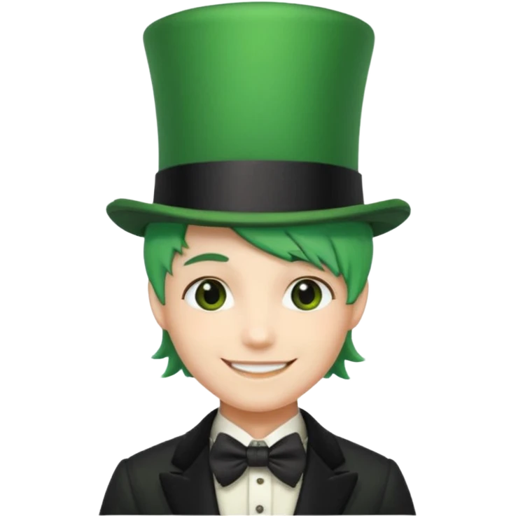 sorrindo com cartola e cabelo verde emoji