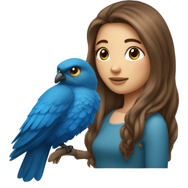 Une fille au cheveux long et châtain au yeux bleu emoji