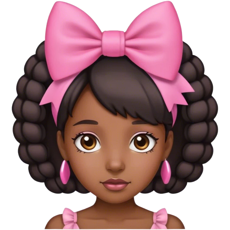 black girl with pink bow on heac emoji