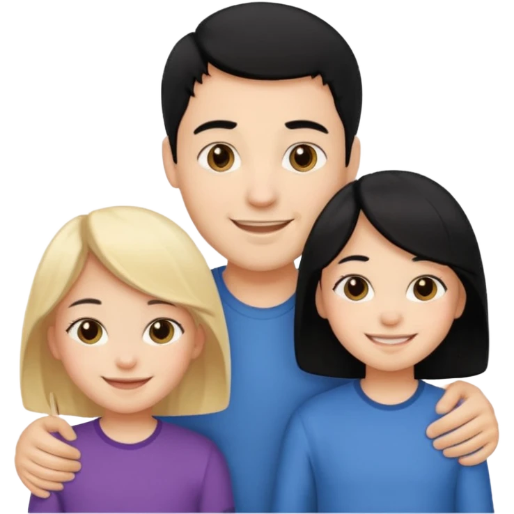 Family blach hair male + blonde female + black hair kid emoji