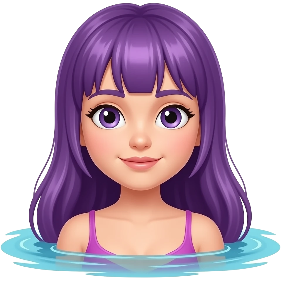 GIRL WITH LONG PURPLE HAIR IS SWIMMING emoji