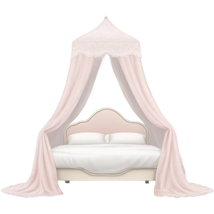 Pale pink bed with white lace canopy  emoji