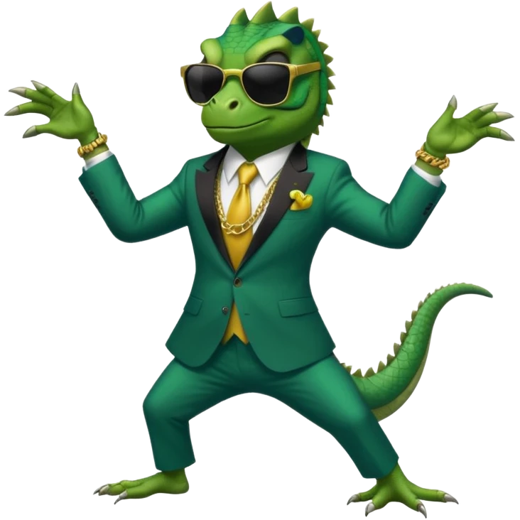 capitalist iguana banker godfather with black sunglasses breakdance emoji