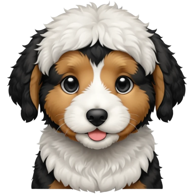 Bernedoodle Puppy with black and white fur and a black spot around the nose emoji