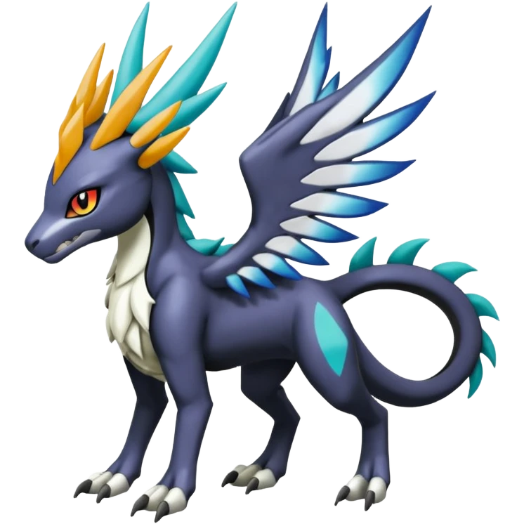 Colorful Meloetta-Zekrom-Wargreymon-Sergal-Pokémon-Digimon-Fakémon-fusion-hybrid-creature emoji