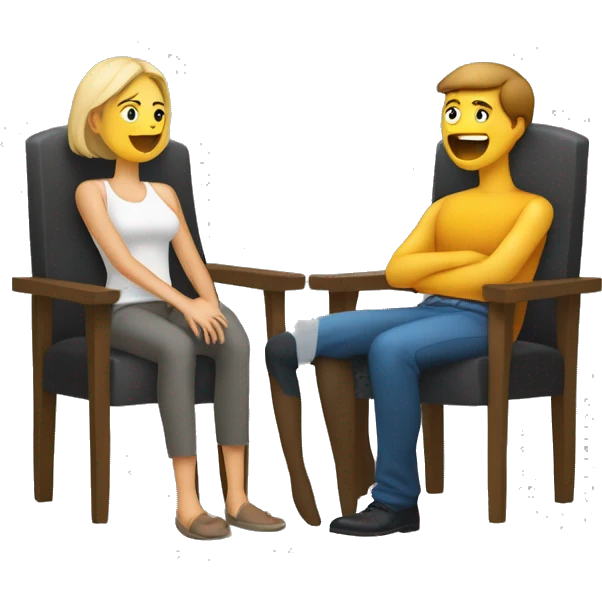 deux personnes qui s'enlacent sauf que un homme est assis sur une chaise et une femme dessus qui l'enlace.  emoji