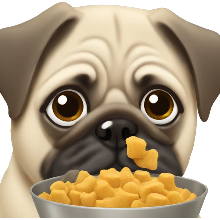 Pug eating dog food emoji