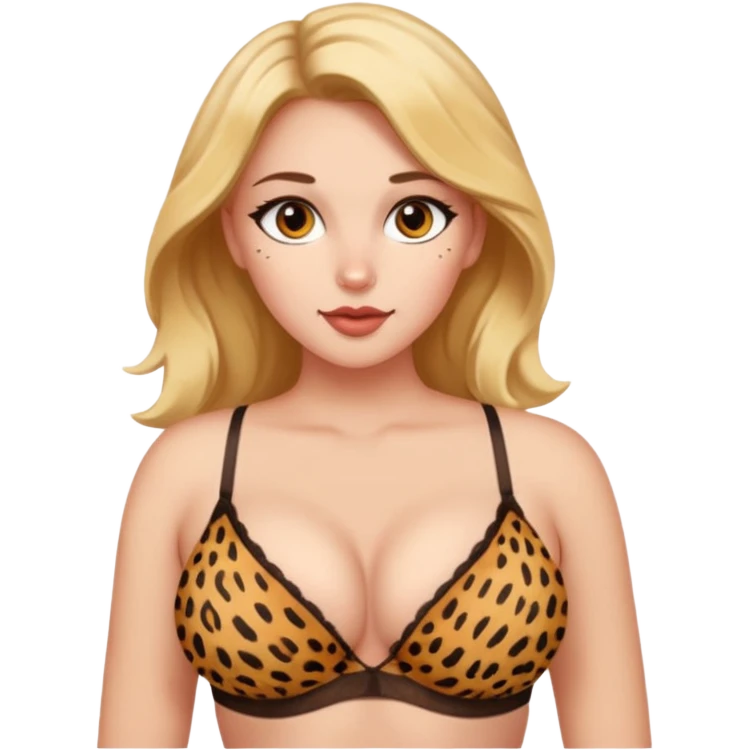 a girl with big boobs wearing a bra cheeta print emoji