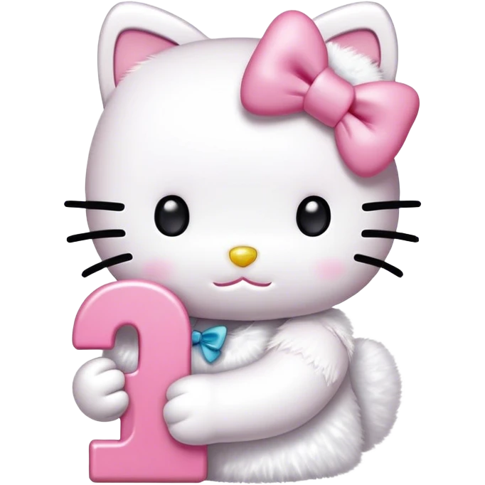 Hello Kitty holding a number 1 emoji