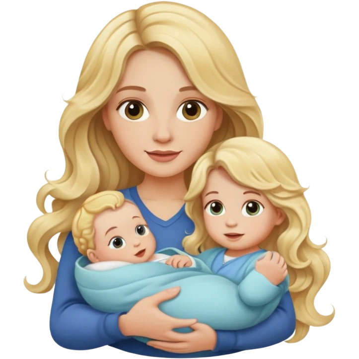 Blonde long wavy hair lady holding a baby emoji