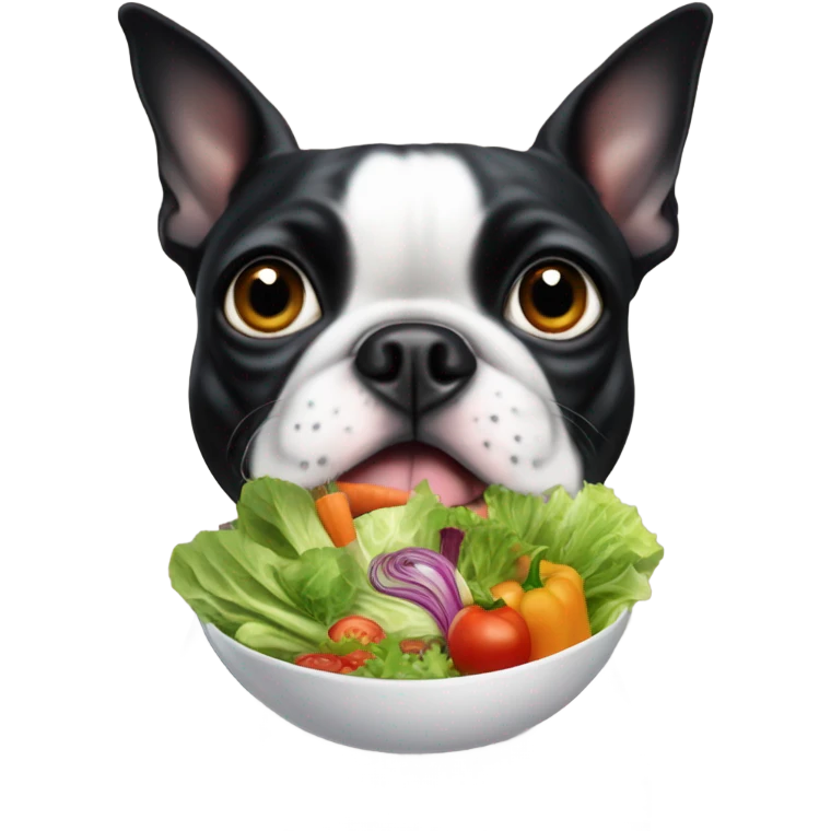 boston terrier eating a salad emoji