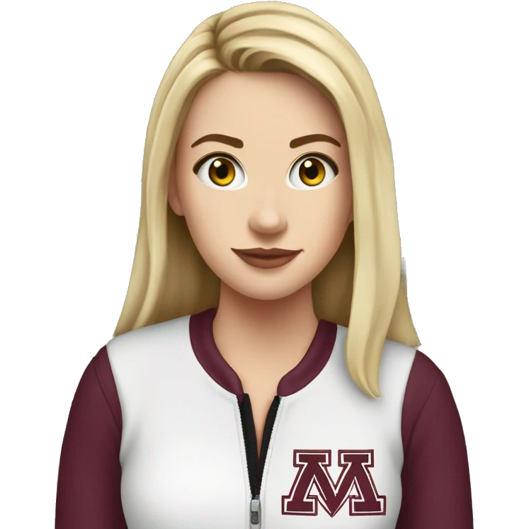 White girl wearing A&M merch in front of home emoji