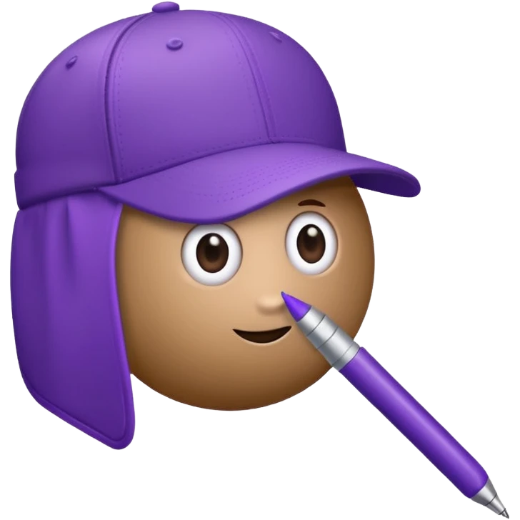 A plastic brown ball cap and the long rectangle purple. (With a pen) And looks like a BFDI style emoji