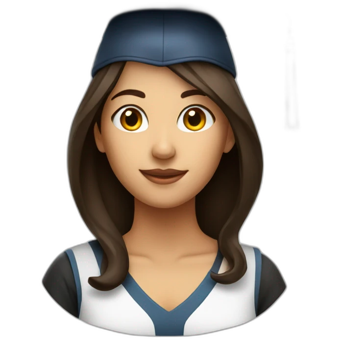 a brunette woman student in student hat emoji