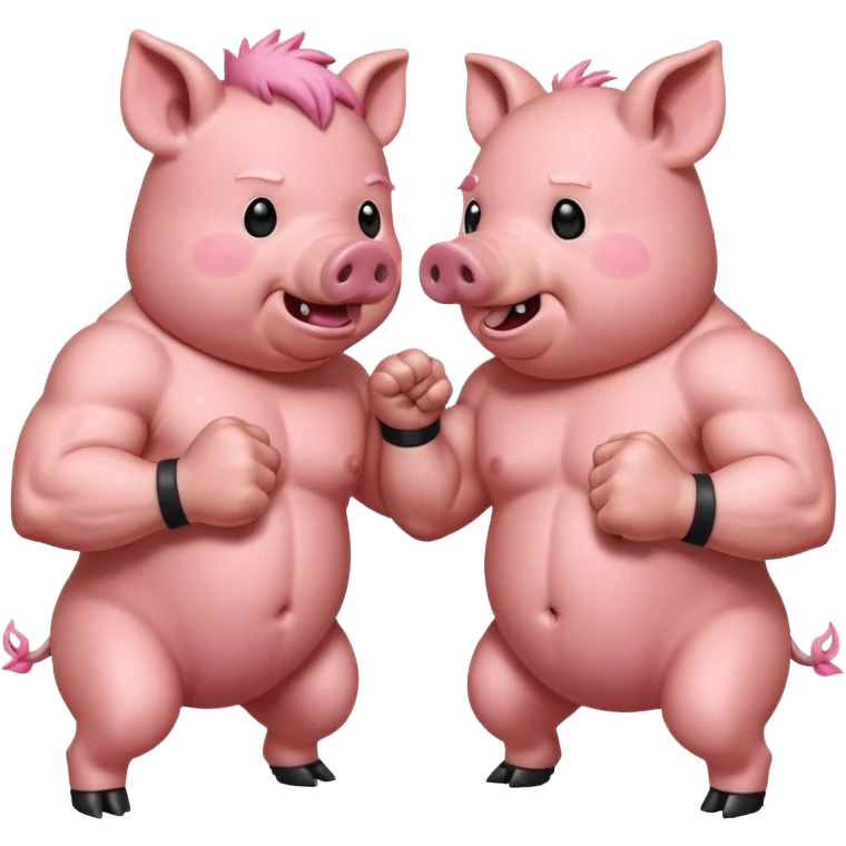 Pigs fighting emoji