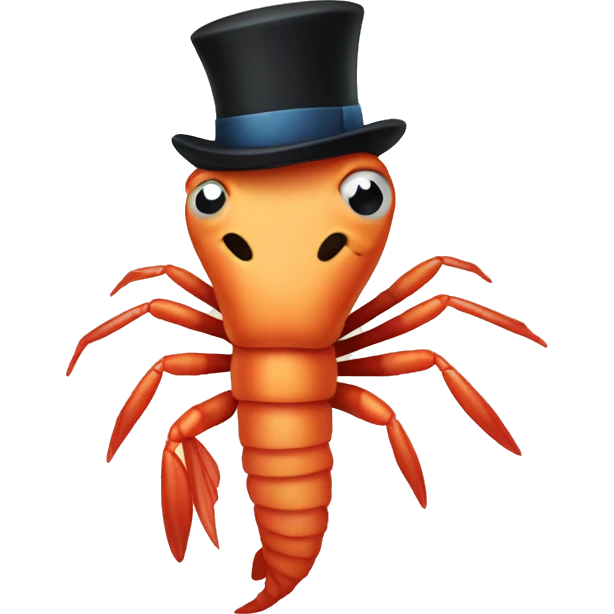 Shrimp in top hat emoji