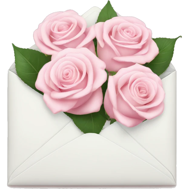 White envelope with light pink roses emoji