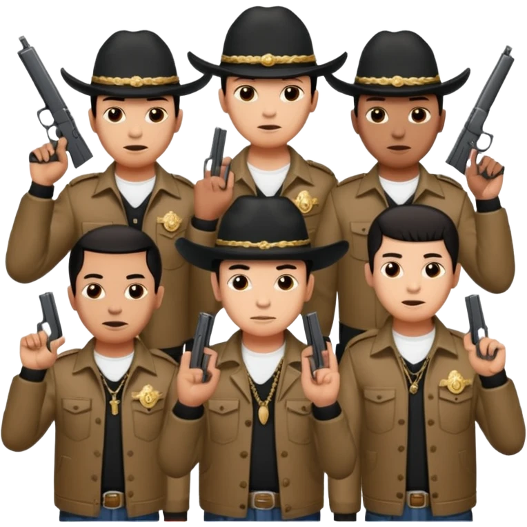 Norteño street gang with 14, hand gang signs and guns emoji