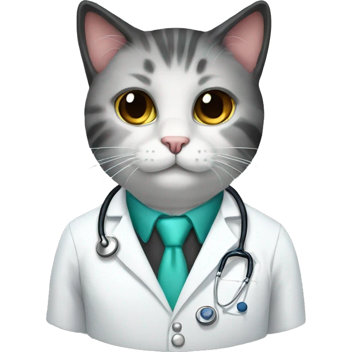 Doctor cat with black fur emoji