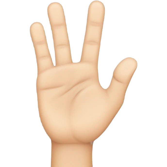 ASL  letter k pointer and ring finger up, thumb on palm  and naturally between the two upright fingers emoji