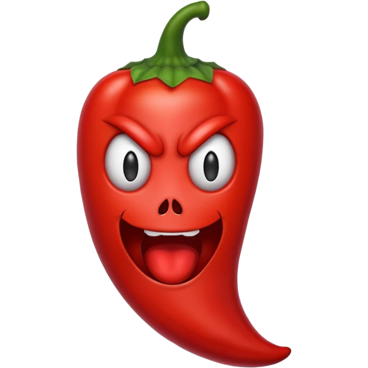 Chili pepper with evil face emoji